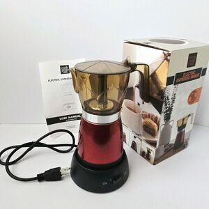 Cook Prep Eat Electric Espresso Maker Makes 3-6 Shots Moka Pot 550 Watts Red New